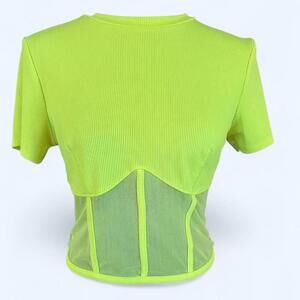 Vintage Y2K neon Love J top with mesh bottom Size Large